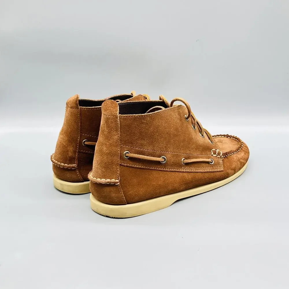 J Crew Shoes Mens 11 Brown Leather Boat Chukka Moc Toe Casual Comfort Walking